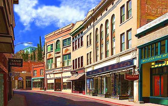 Old Bisbee in front of Belleza Gallery Fine Art