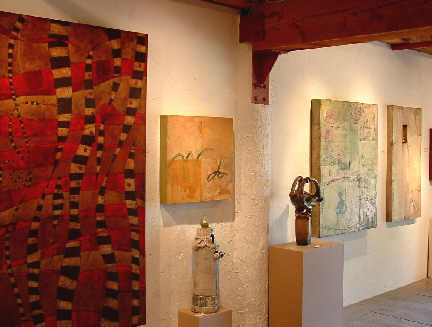 Sculptures at Envision Gallery north of Taos in Overland Ranch complex